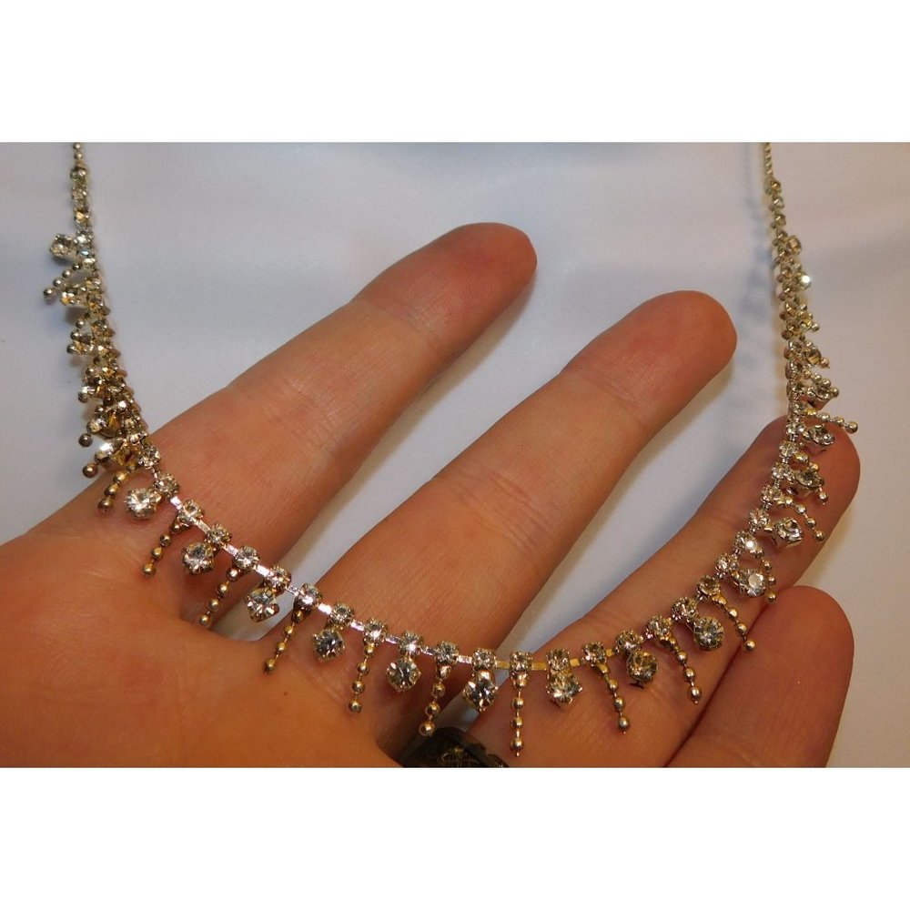 Silver Rhinestone Icicle Necklace - Picture 5 of 5